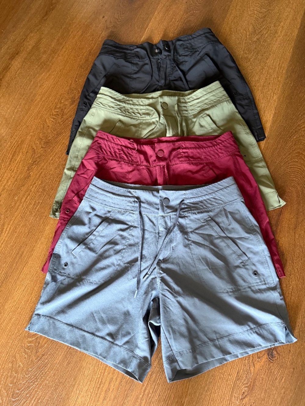 Lot of 4 Athletic Works Shorts Black Gray Olive Burgundy SMALL